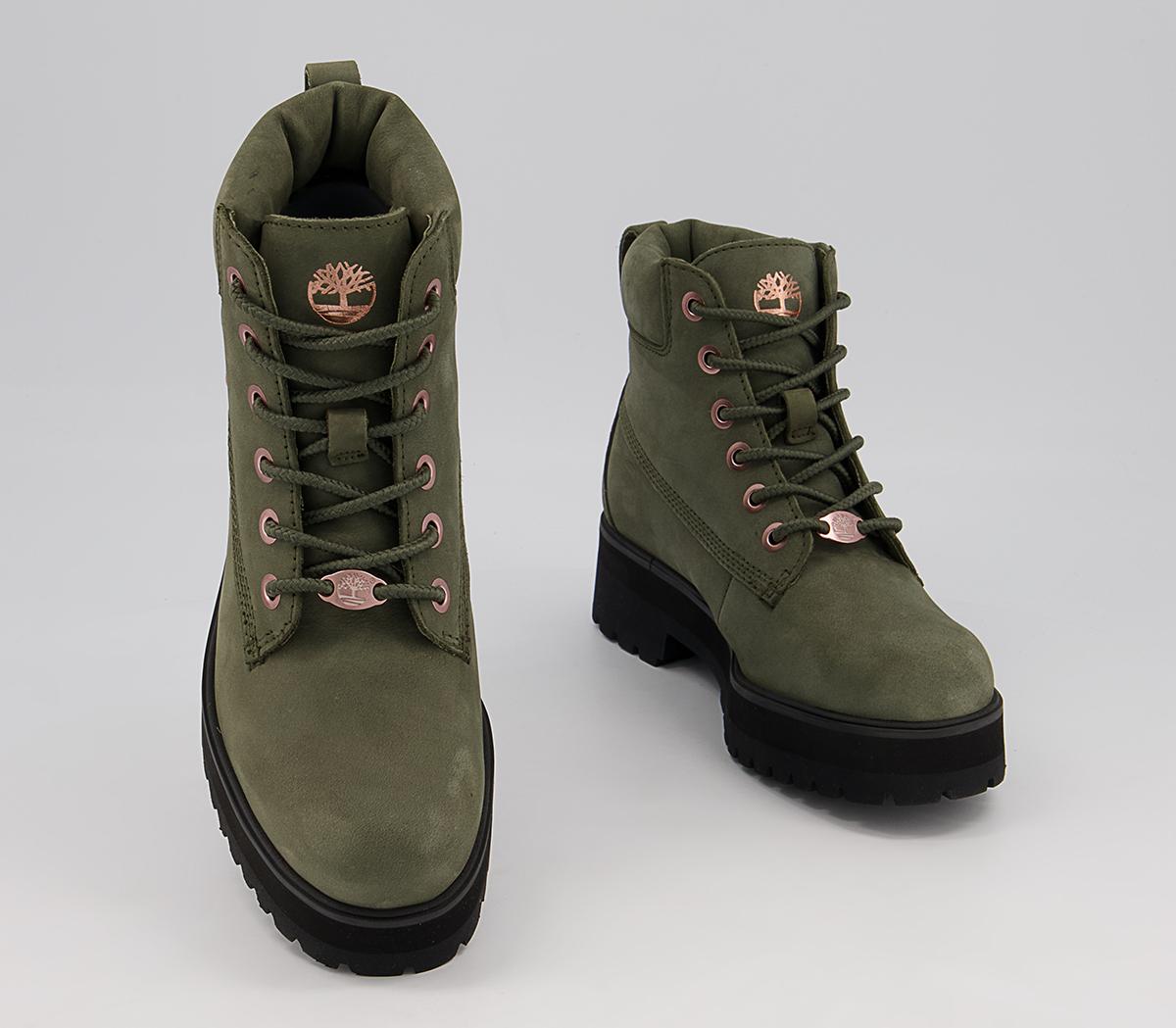 Timberland 6 Inch Stack Boots Timberland 6 Inch Stack Boots Dark Green Nubuck
