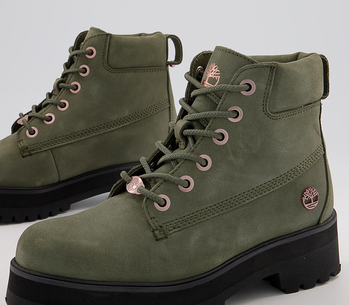 Timberland 6 Inch Stack Boots Timberland 6 Inch Stack Boots Dark Green Nubuck