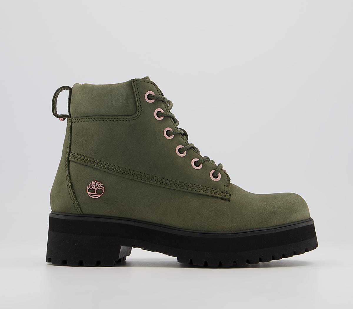 Timberland 6 Inch Stack Boots Timberland 6 Inch Stack Boots Dark Green Nubuck