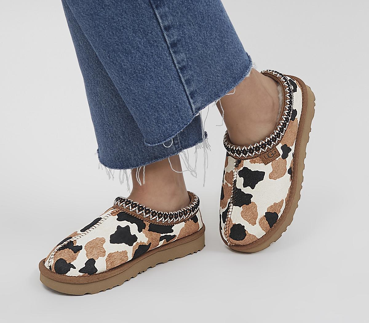 UGG Tasman Cow Print Slippers Chestnut Women s Sustainable Materials