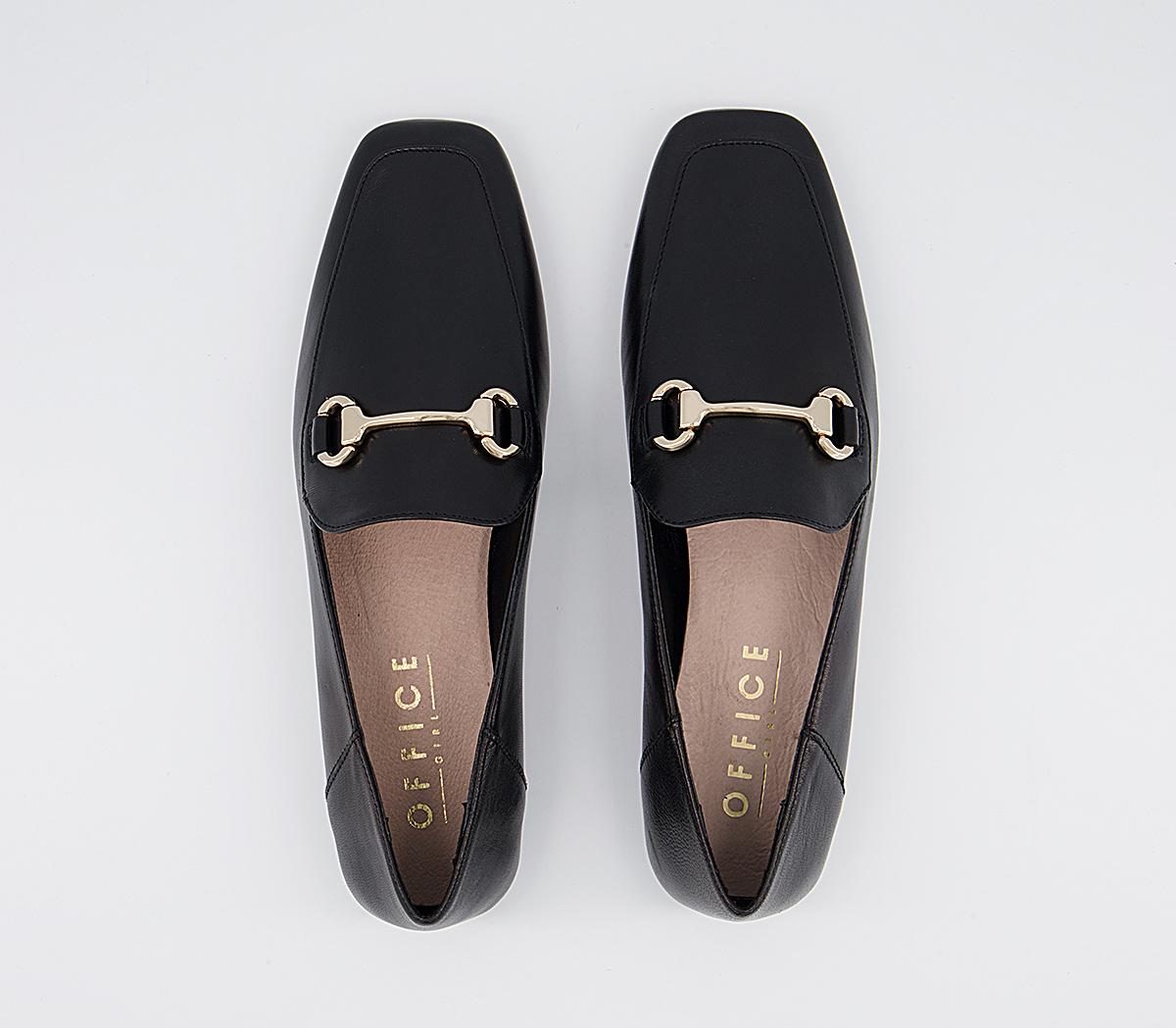 Office Fondly Square Toe Snaffle Loafers Office Fondly Square Toe Snaffle Loafers Black Leather