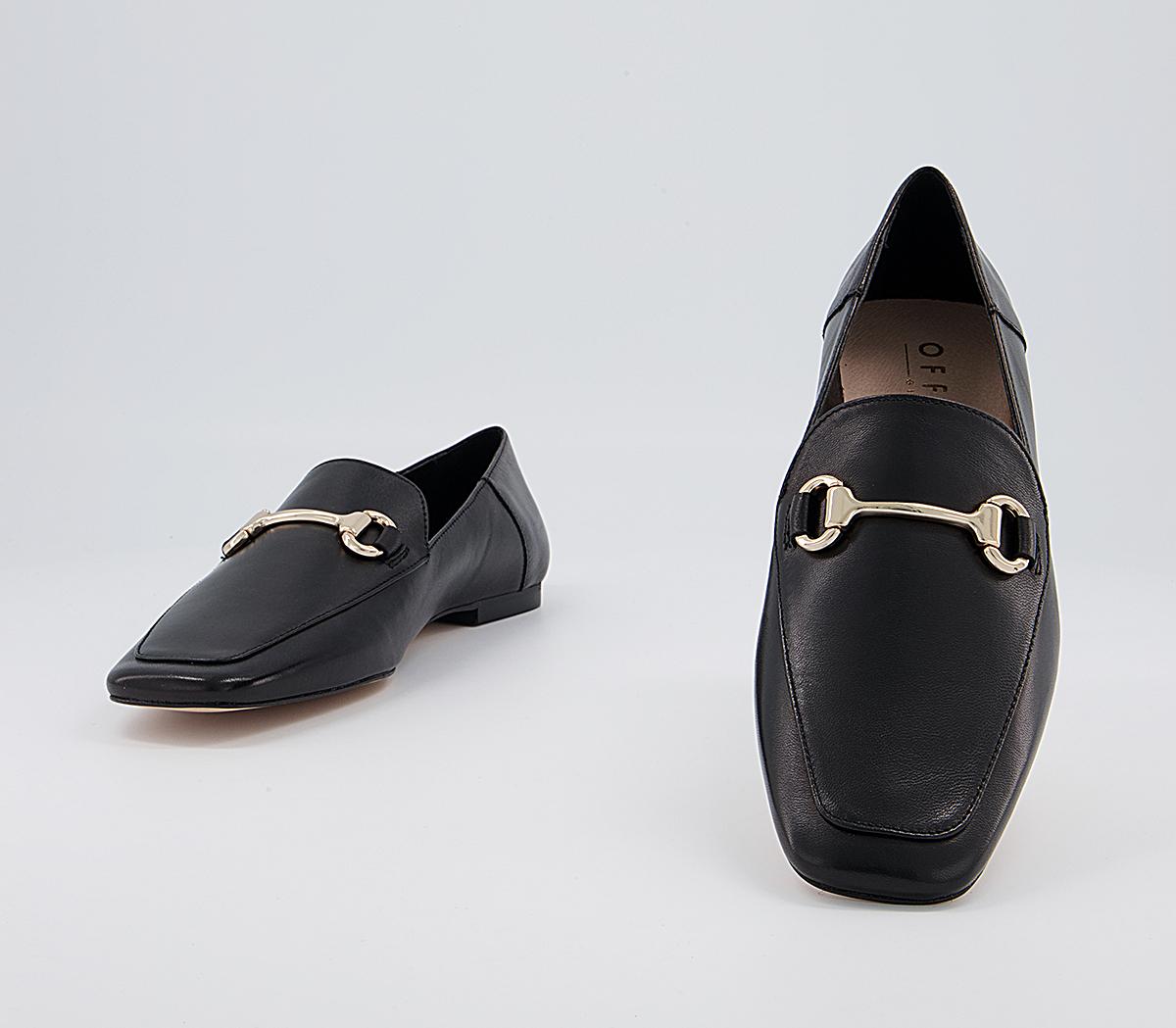 OFFICE Fondly Square Toe Snaffle Loafers Black Leather - Flat Shoes for ...