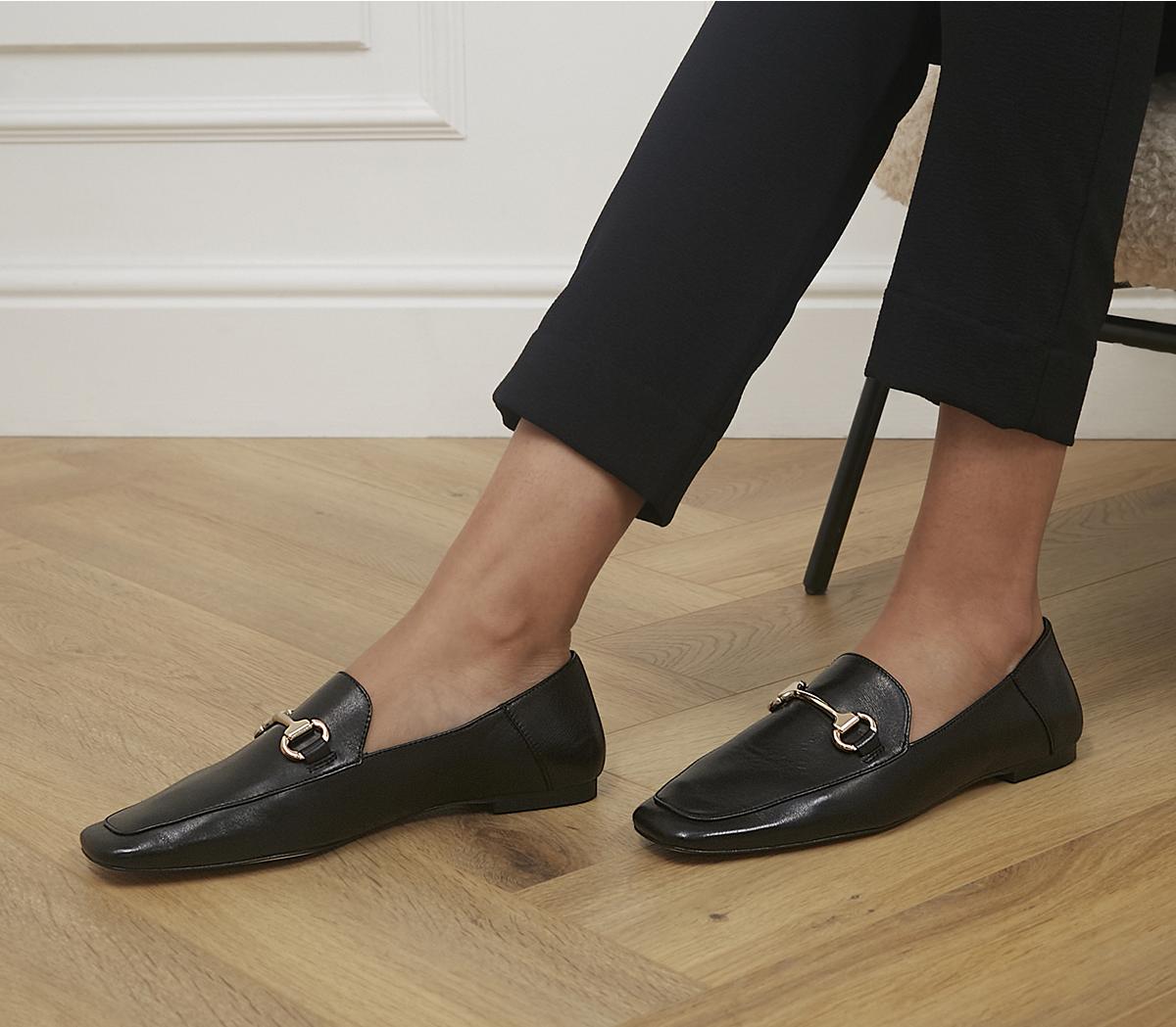 OfficeFondly Square Toe Snaffle LoafersBlack Leather
