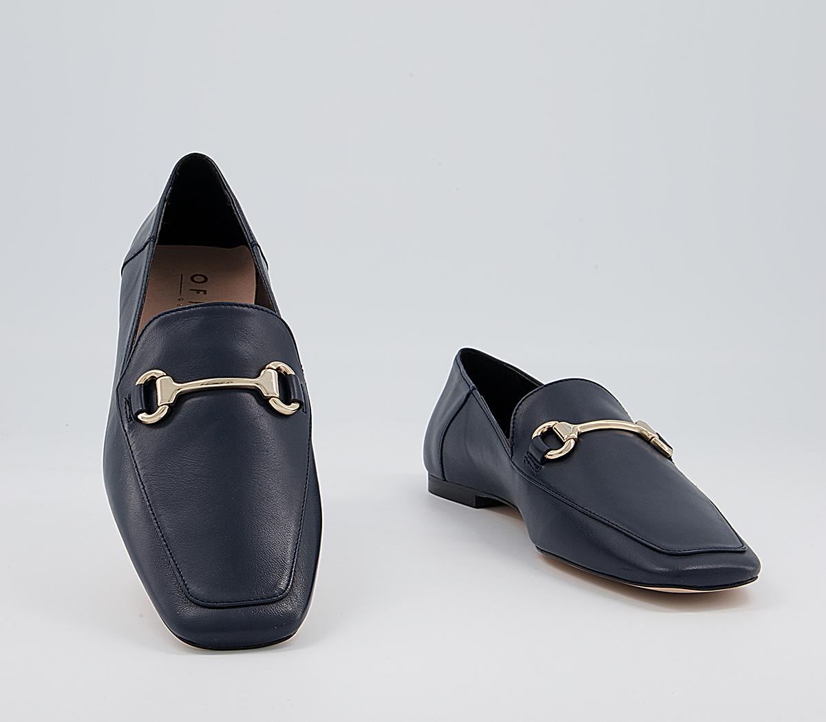 Office Fondly Square Toe Snaffle Loafers Office Fondly Square Toe Snaffle Loafers Navy Leather