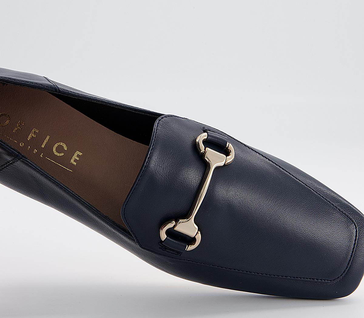 Office Fondly Square Toe Snaffle Loafers Office Fondly Square Toe Snaffle Loafers Navy Leather