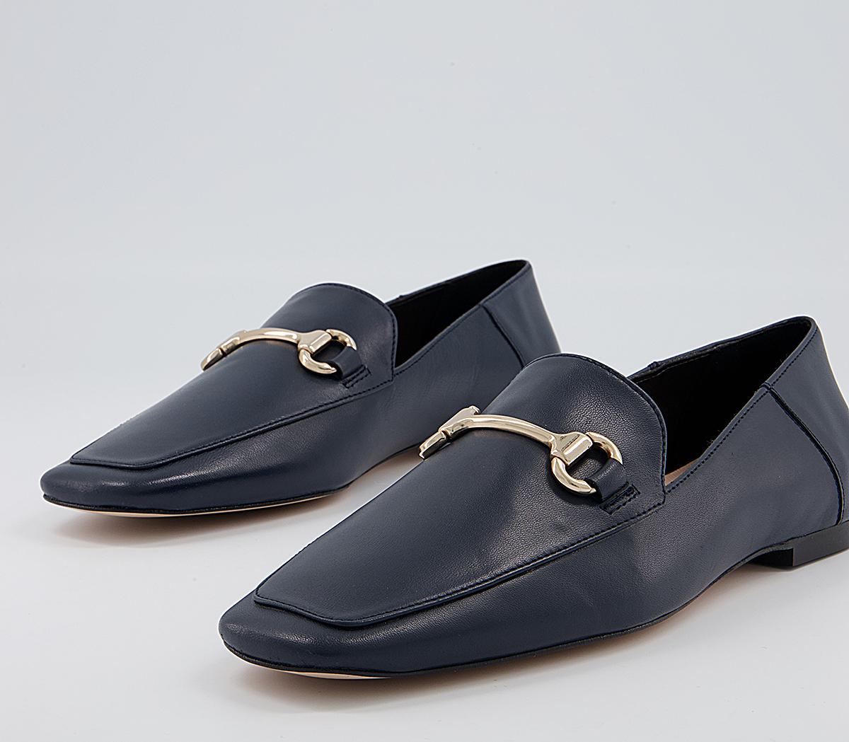 Office Fondly Square Toe Snaffle Loafers Office Fondly Square Toe Snaffle Loafers Navy Leather