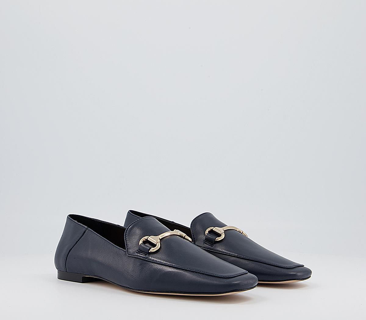 Office Fondly Square Toe Snaffle Loafers Office Fondly Square Toe Snaffle Loafers Navy Leather