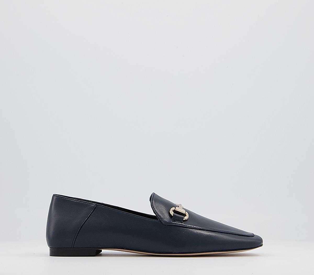 Office Fondly Square Toe Snaffle Loafers Office Fondly Square Toe Snaffle Loafers Navy Leather