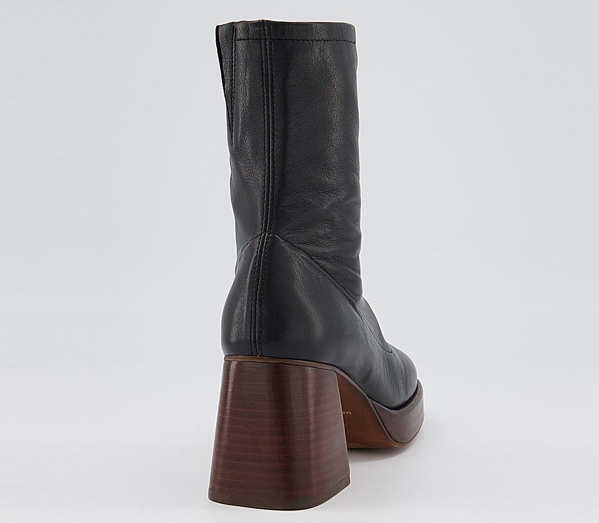 Office Auckland Platform Sock Boots Office Auckland Platform Sock Boots Black Leather