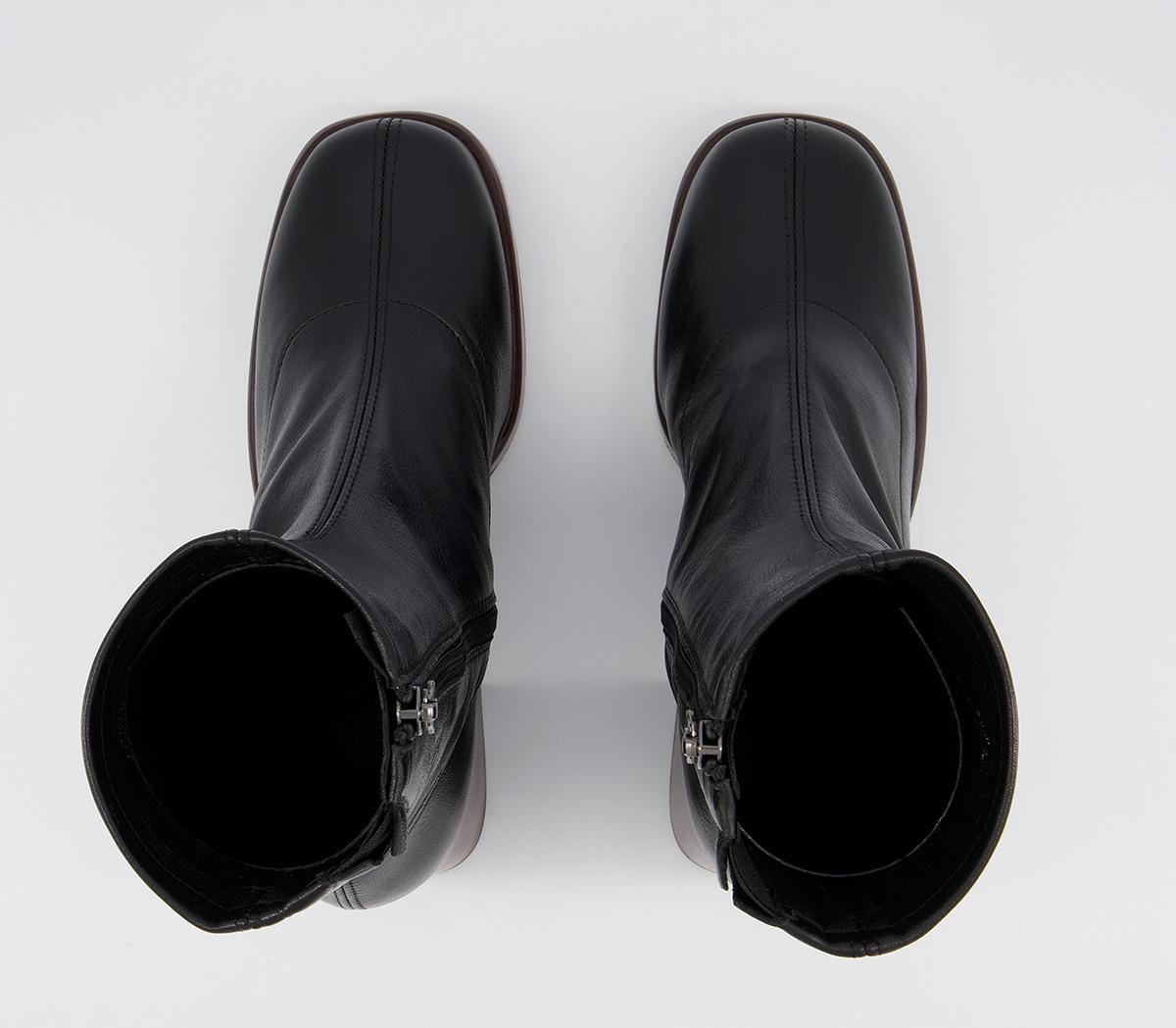 Office Auckland Platform Sock Boots Office Auckland Platform Sock Boots Black Leather