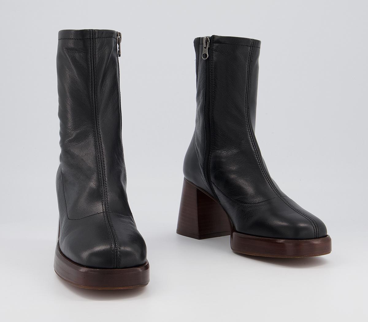 Office Auckland Platform Sock Boots Office Auckland Platform Sock Boots Black Leather