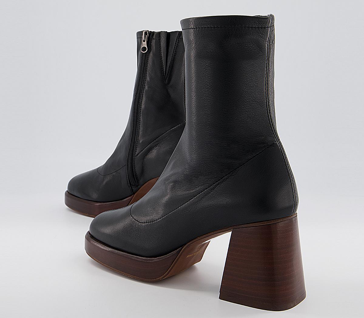 Office Auckland Platform Sock Boots Office Auckland Platform Sock Boots Black Leather