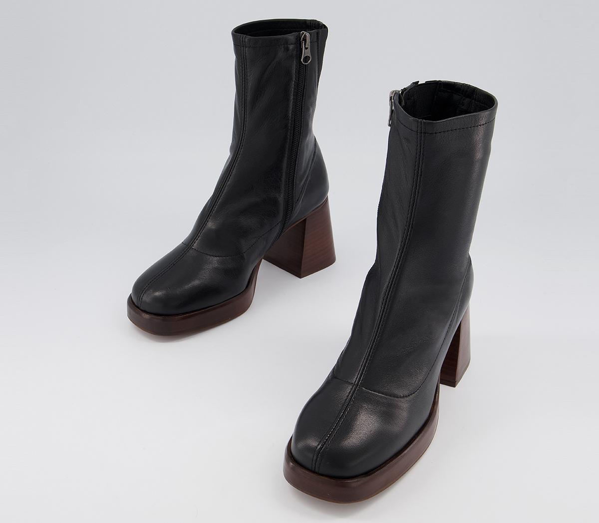Office Auckland Platform Sock Boots Office Auckland Platform Sock Boots Black Leather