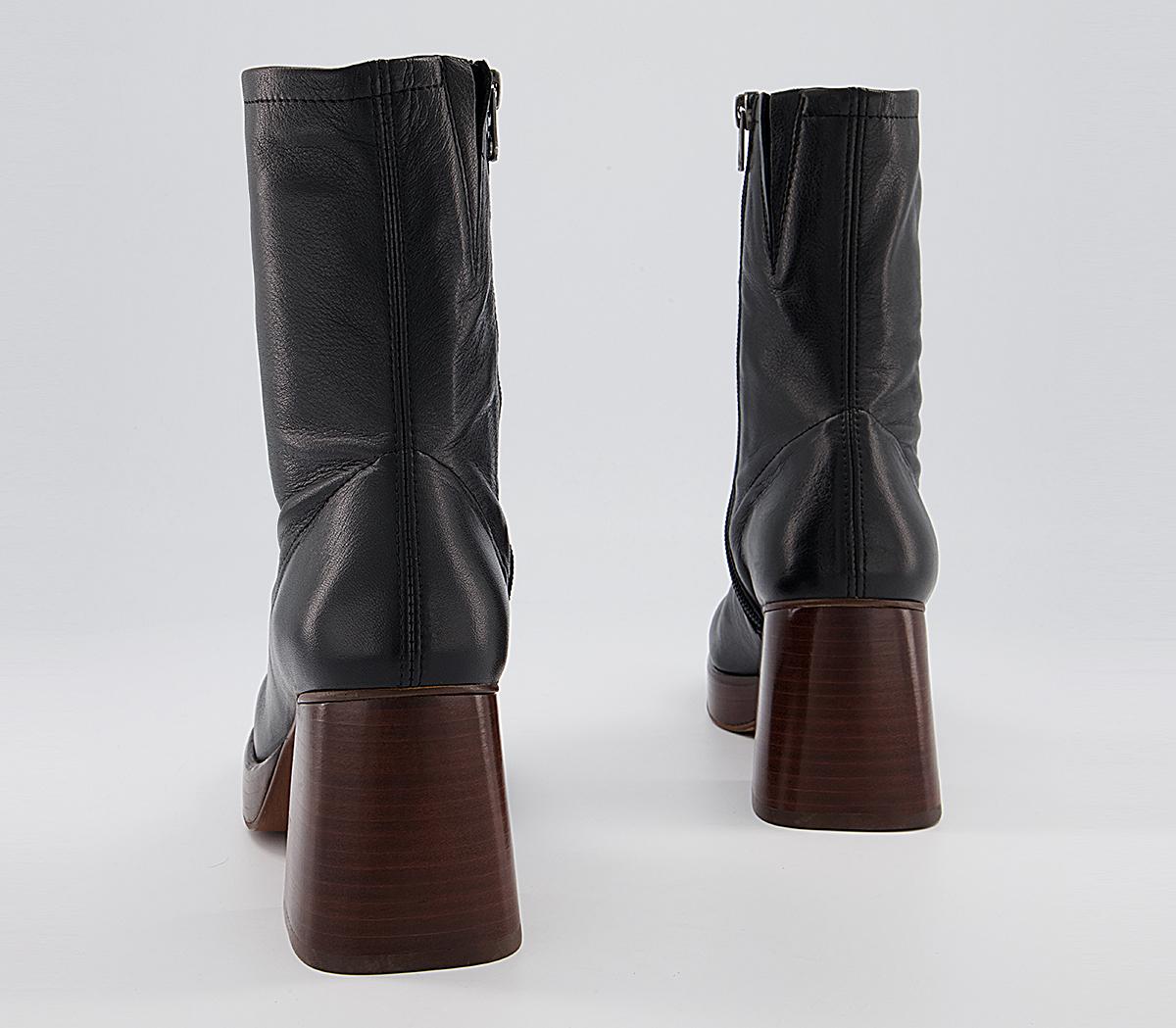 Office Auckland Platform Sock Boots Office Auckland Platform Sock Boots Black Leather