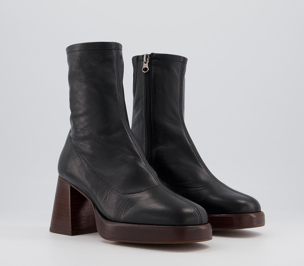Office Auckland Platform Sock Boots Office Auckland Platform Sock Boots Black Leather