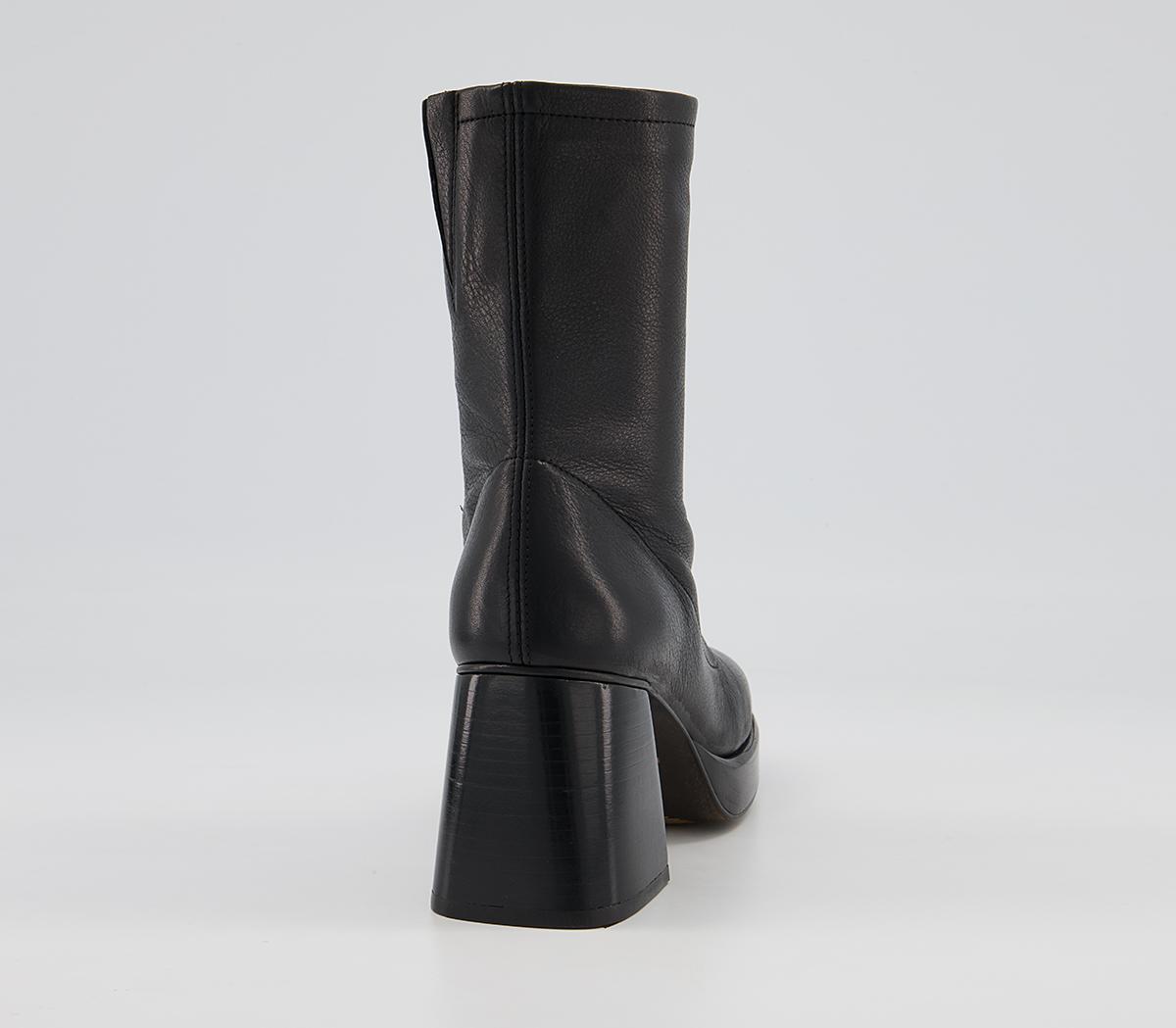 Office Auckland Platform Zip-Up Sock Ankle Boots Office Auckland Platform Zip-Up Sock Ankle Boots Black Leather Black Stack