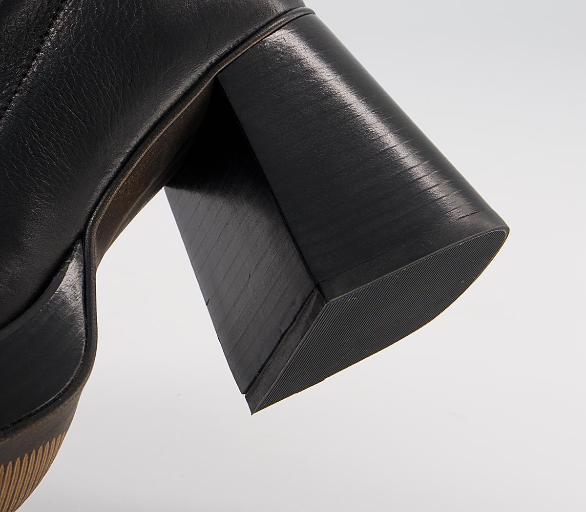 Office Auckland Platform Zip-Up Sock Ankle Boots Office Auckland Platform Zip-Up Sock Ankle Boots Black Leather Black Stack
