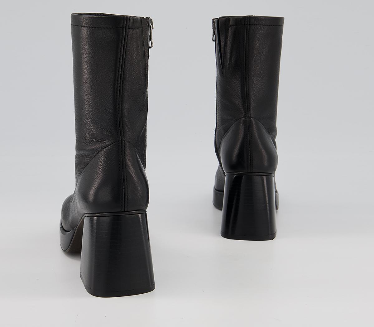 Office Auckland Platform Zip-Up Sock Ankle Boots Office Auckland Platform Zip-Up Sock Ankle Boots Black Leather Black Stack