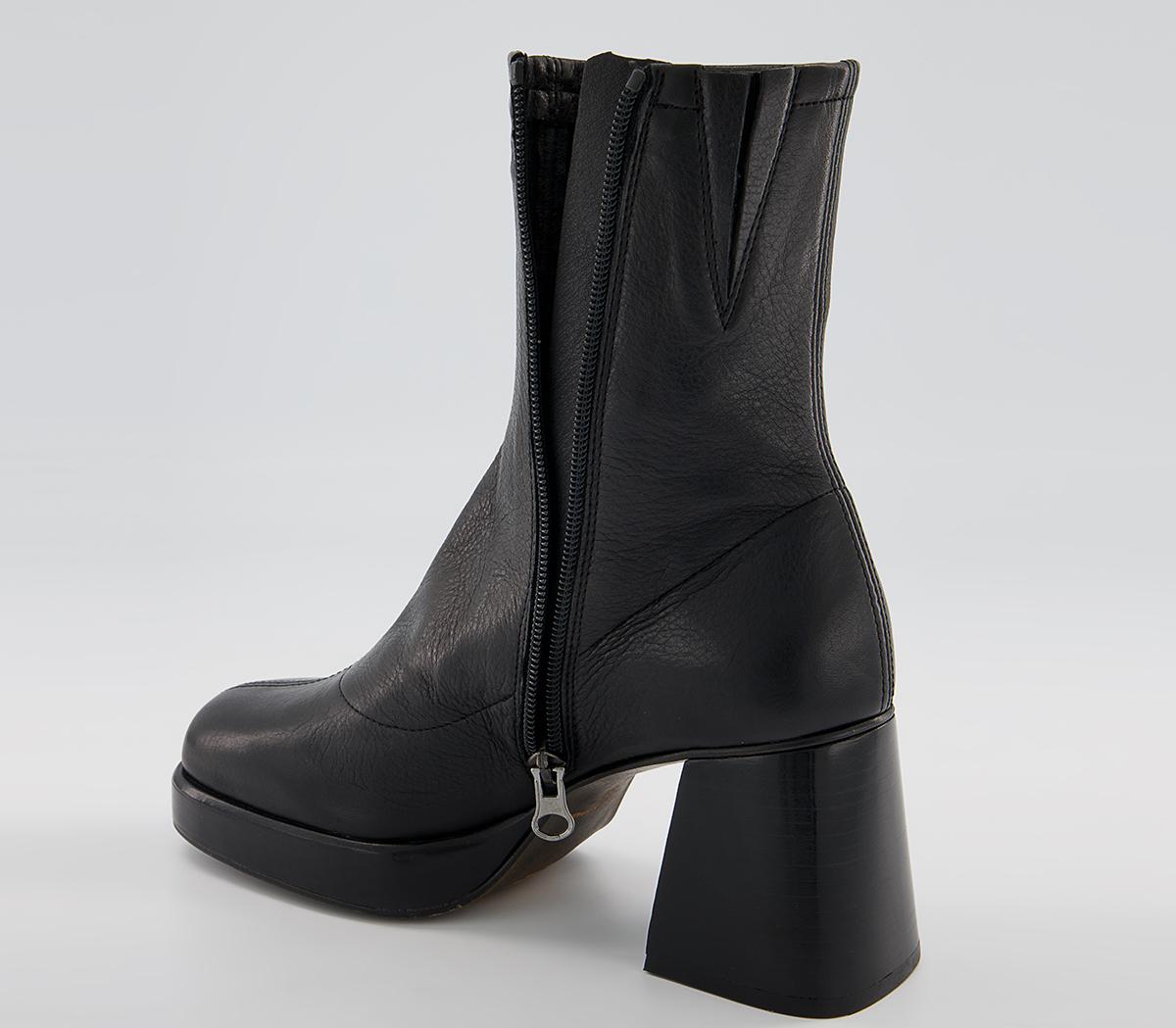 Office Auckland Platform Zip-Up Sock Ankle Boots Office Auckland Platform Zip-Up Sock Ankle Boots Black Leather Black Stack