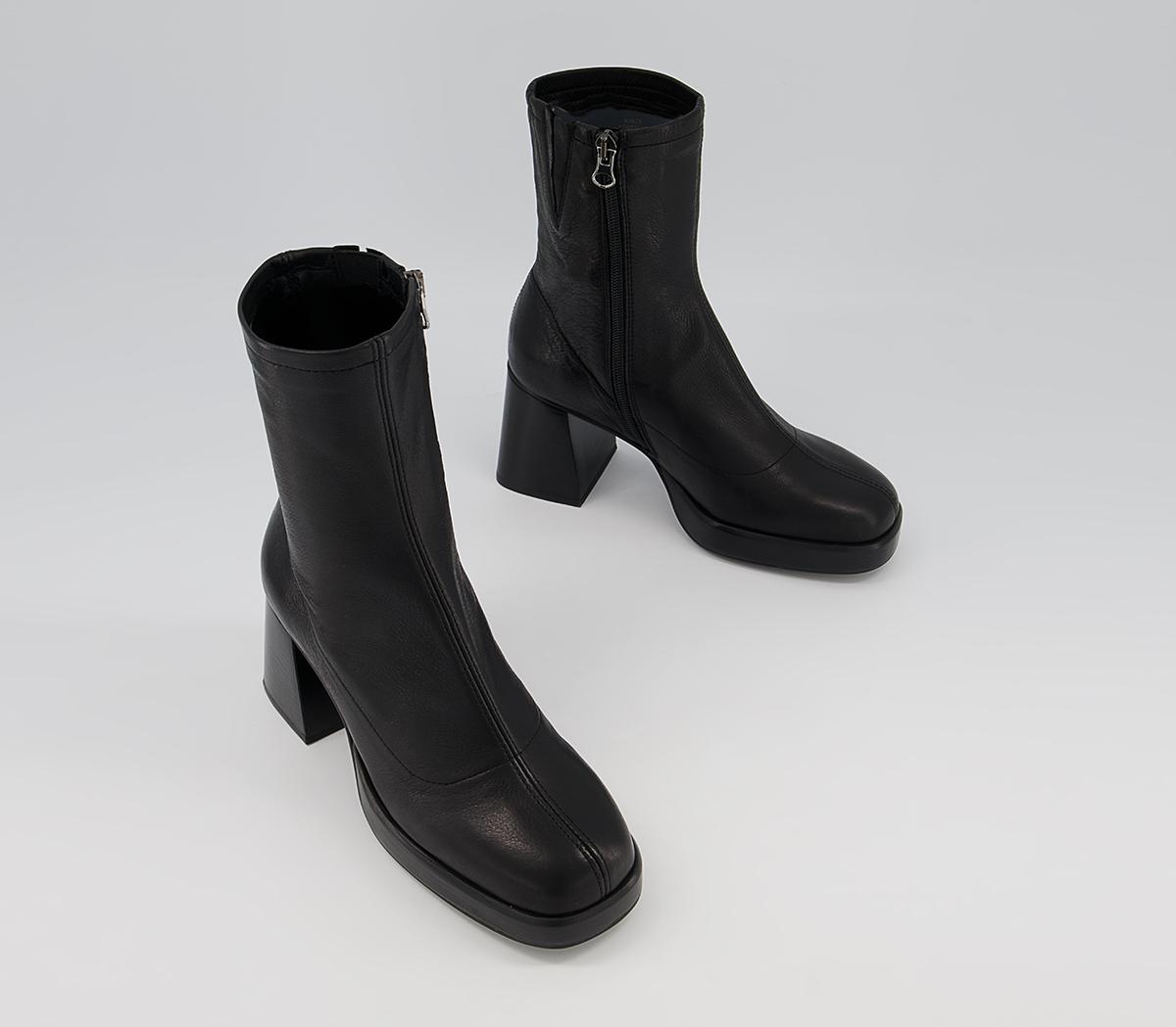 Office Auckland Platform Zip-Up Sock Ankle Boots Office Auckland Platform Zip-Up Sock Ankle Boots Black Leather Black Stack