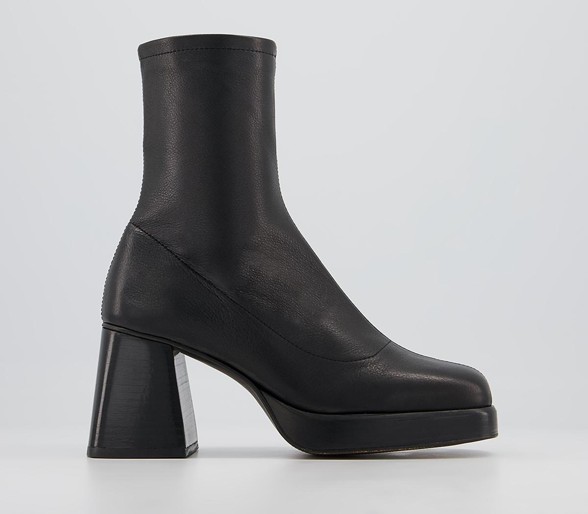 Office Auckland Platform Zip-Up Sock Ankle Boots Office Auckland Platform Zip-Up Sock Ankle Boots Black Leather Black Stack