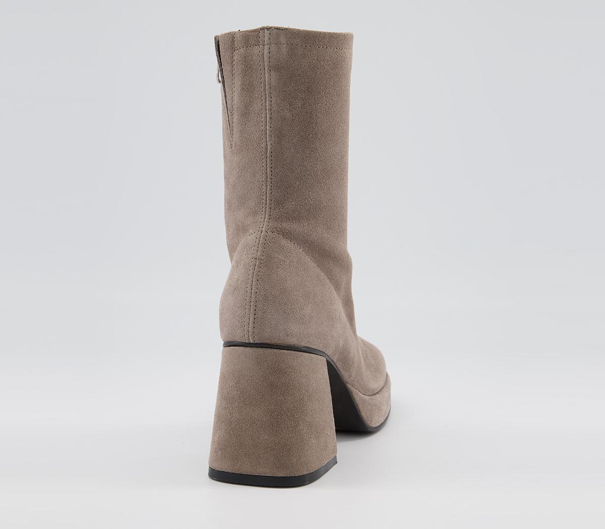 Office Auckland Platform Sock Boots Office Auckland Platform Sock Boots Warm Grey Suede