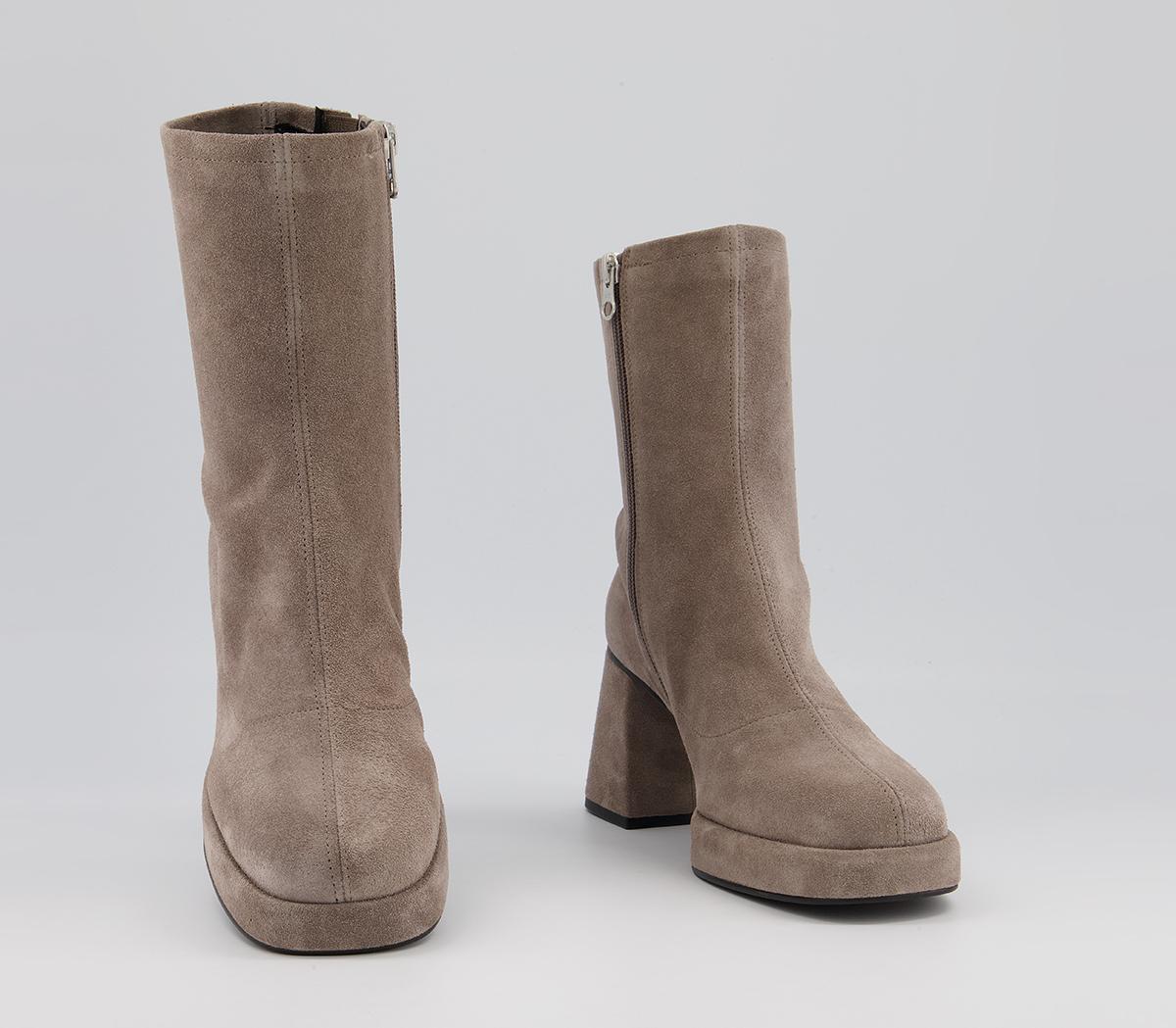 Office Auckland Platform Sock Boots Office Auckland Platform Sock Boots Warm Grey Suede
