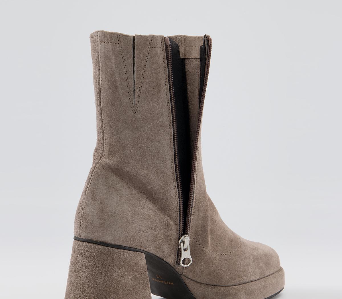 Office Auckland Platform Sock Boots Office Auckland Platform Sock Boots Warm Grey Suede
