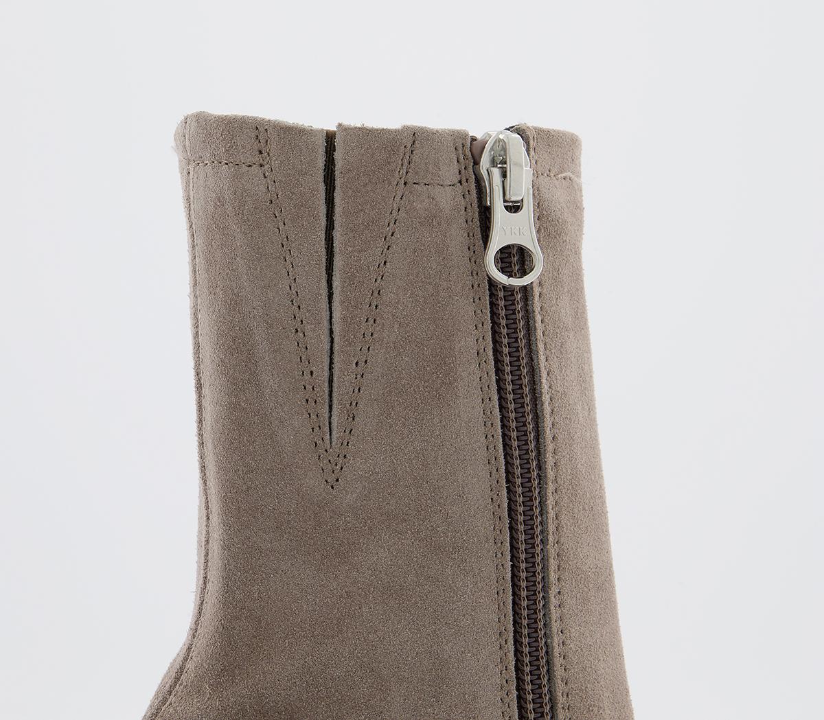 Office Auckland Platform Sock Boots Office Auckland Platform Sock Boots Warm Grey Suede