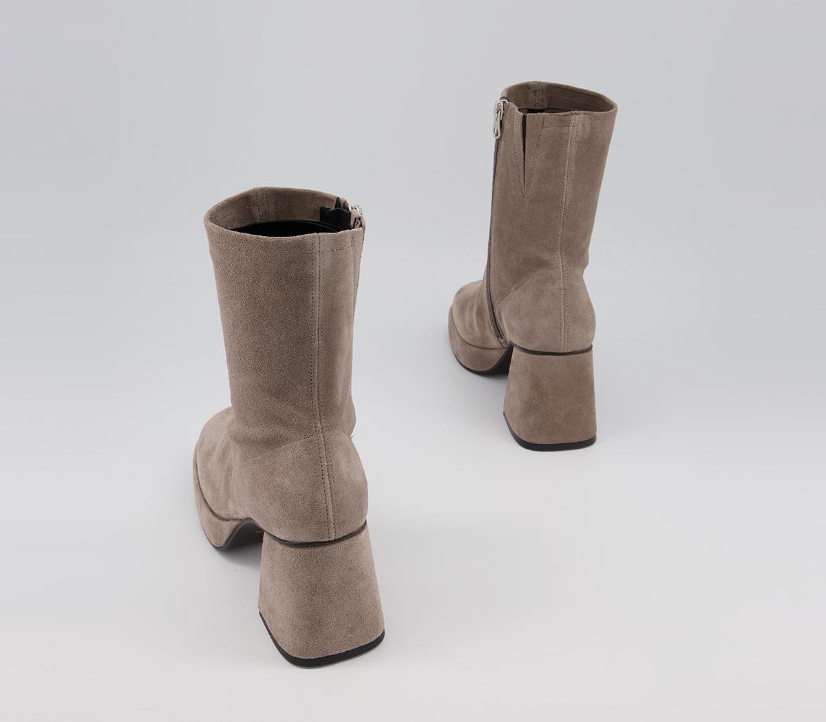 Office Auckland Platform Sock Boots Office Auckland Platform Sock Boots Warm Grey Suede