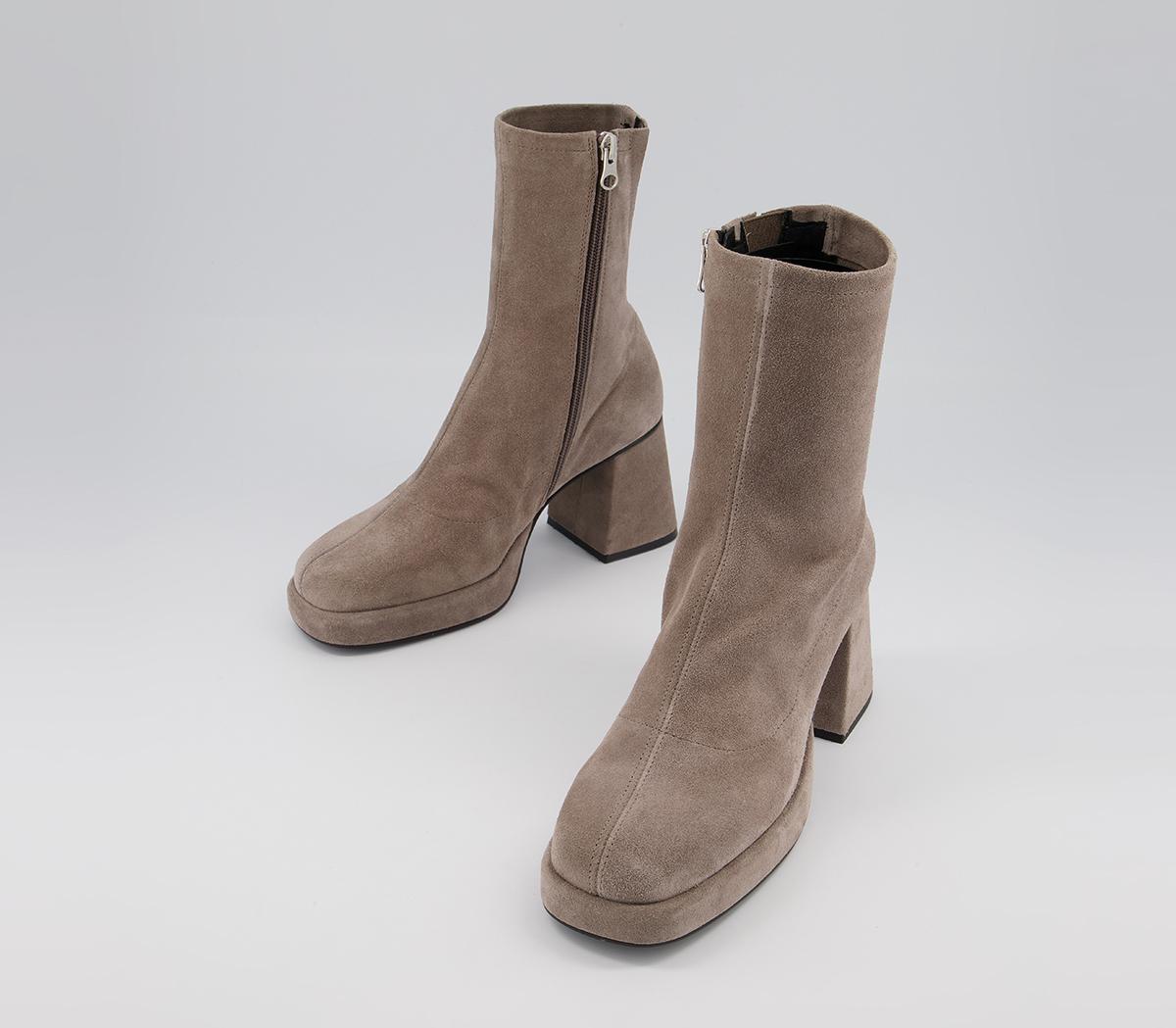 Office Auckland Platform Sock Boots Office Auckland Platform Sock Boots Warm Grey Suede