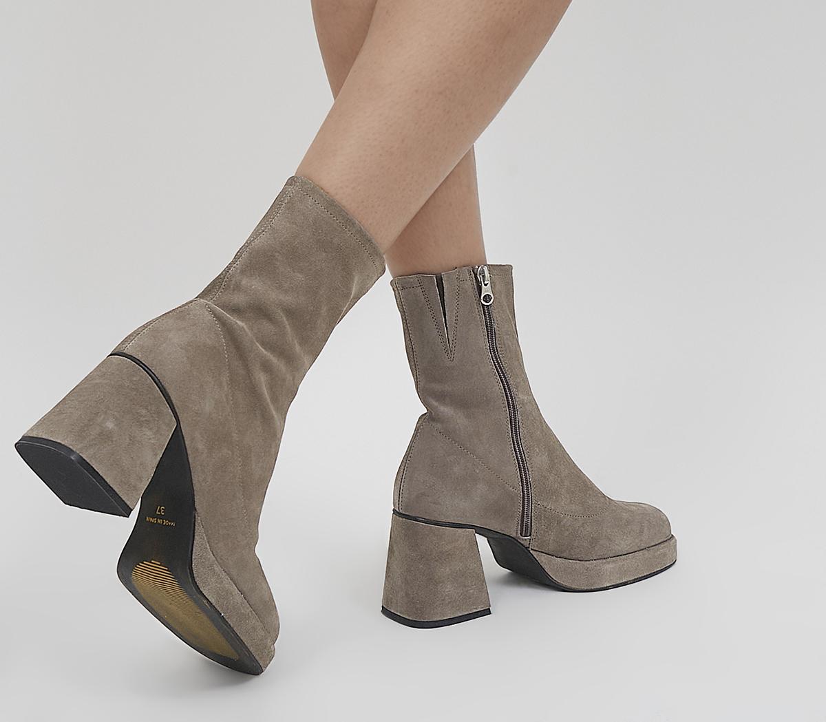 Office Auckland Platform Sock Boots Office Auckland Platform Sock Boots Warm Grey Suede