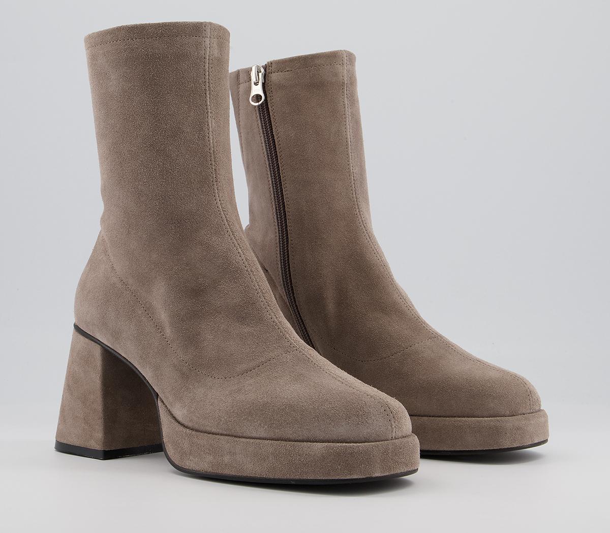 Office Auckland Platform Sock Boots Office Auckland Platform Sock Boots Warm Grey Suede
