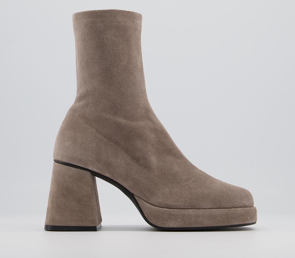 Office Auckland Platform Sock Boots Office Auckland Platform Sock Boots Warm Grey Suede