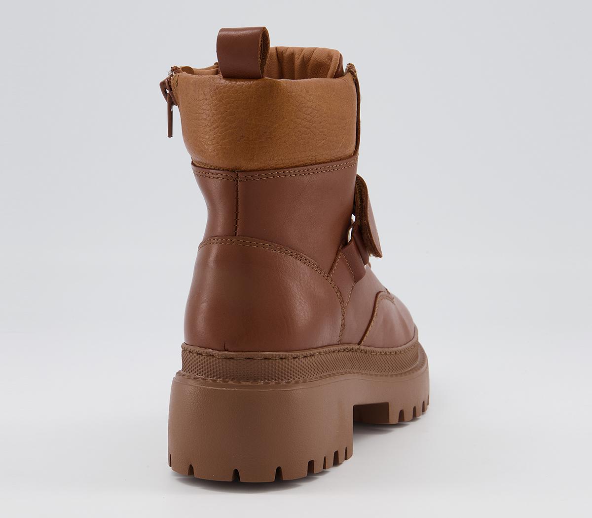 Office Amber Strap Detail Hiker Boots Office Amber Strap Detail Hiker Boots Tan Leather With Camel Sole