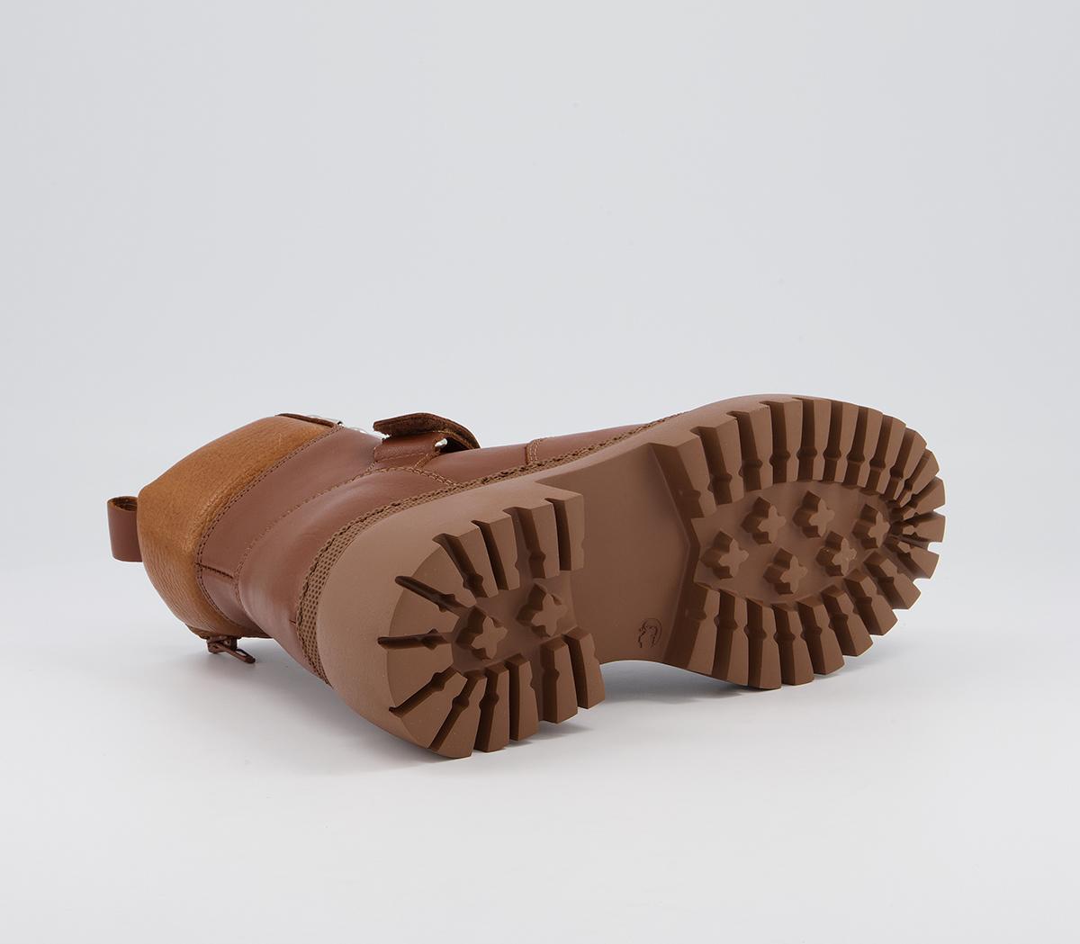 Office Amber Strap Detail Hiker Boots Office Amber Strap Detail Hiker Boots Tan Leather With Camel Sole