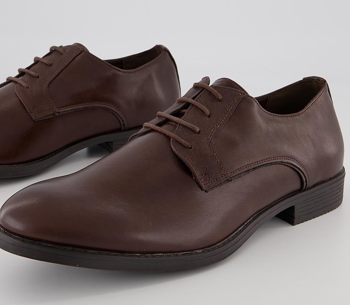 Office Maldon Round Toe Derby Shoes Brown Mens Smart Shoes