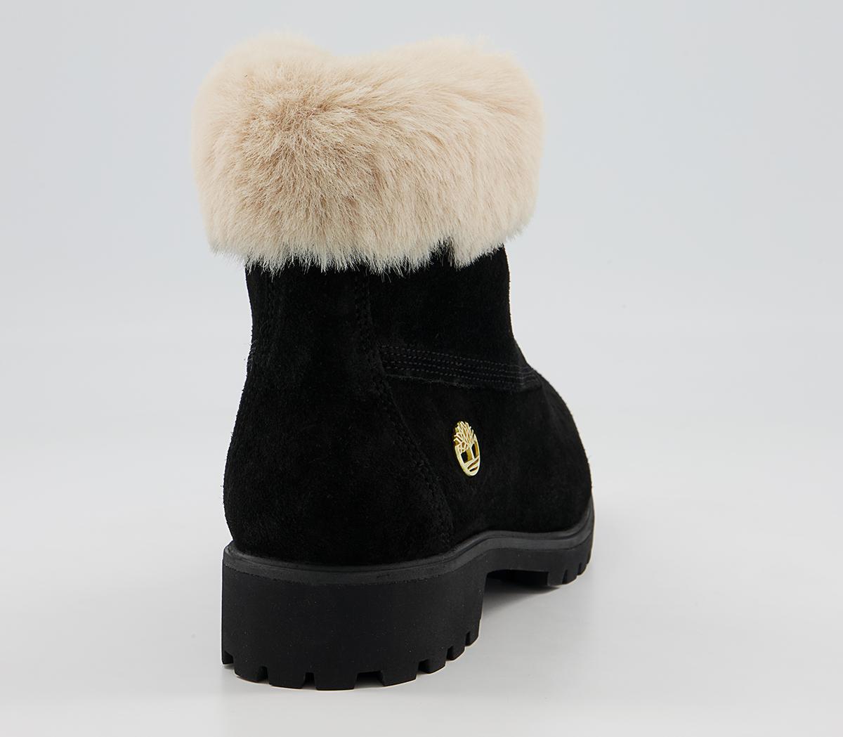 Timberland 6 Inch Slim Fur Cuff Boots Timberland 6 Inch Slim Fur Cuff Boots Black Suede