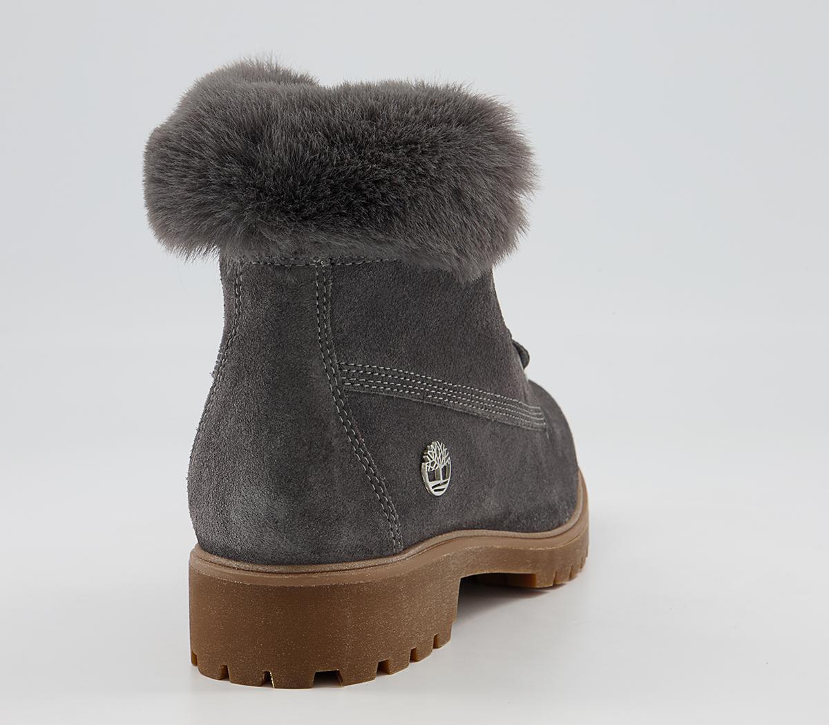 timberland 6 inch slim fur cuff boots medium grey suede