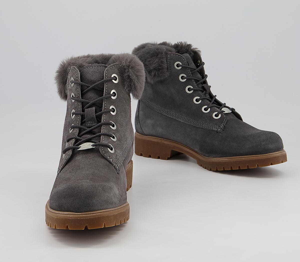Timberland 6 Inch Slim Fur Cuff Boots Timberland 6 Inch Slim Fur Cuff Boots Medium Grey Suede