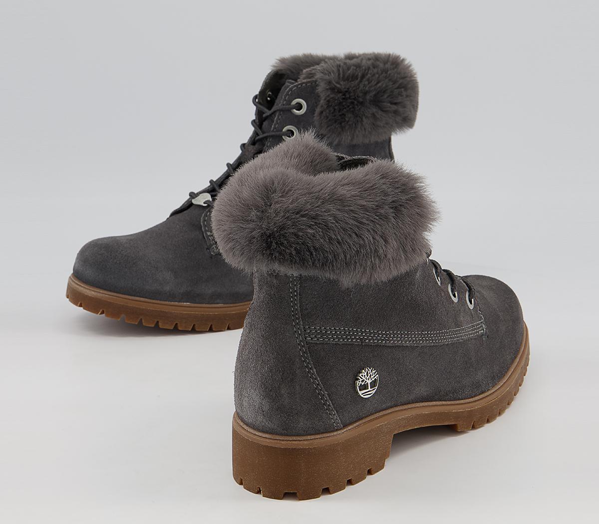 timberland 6 inch slim fur cuff boots medium grey suede