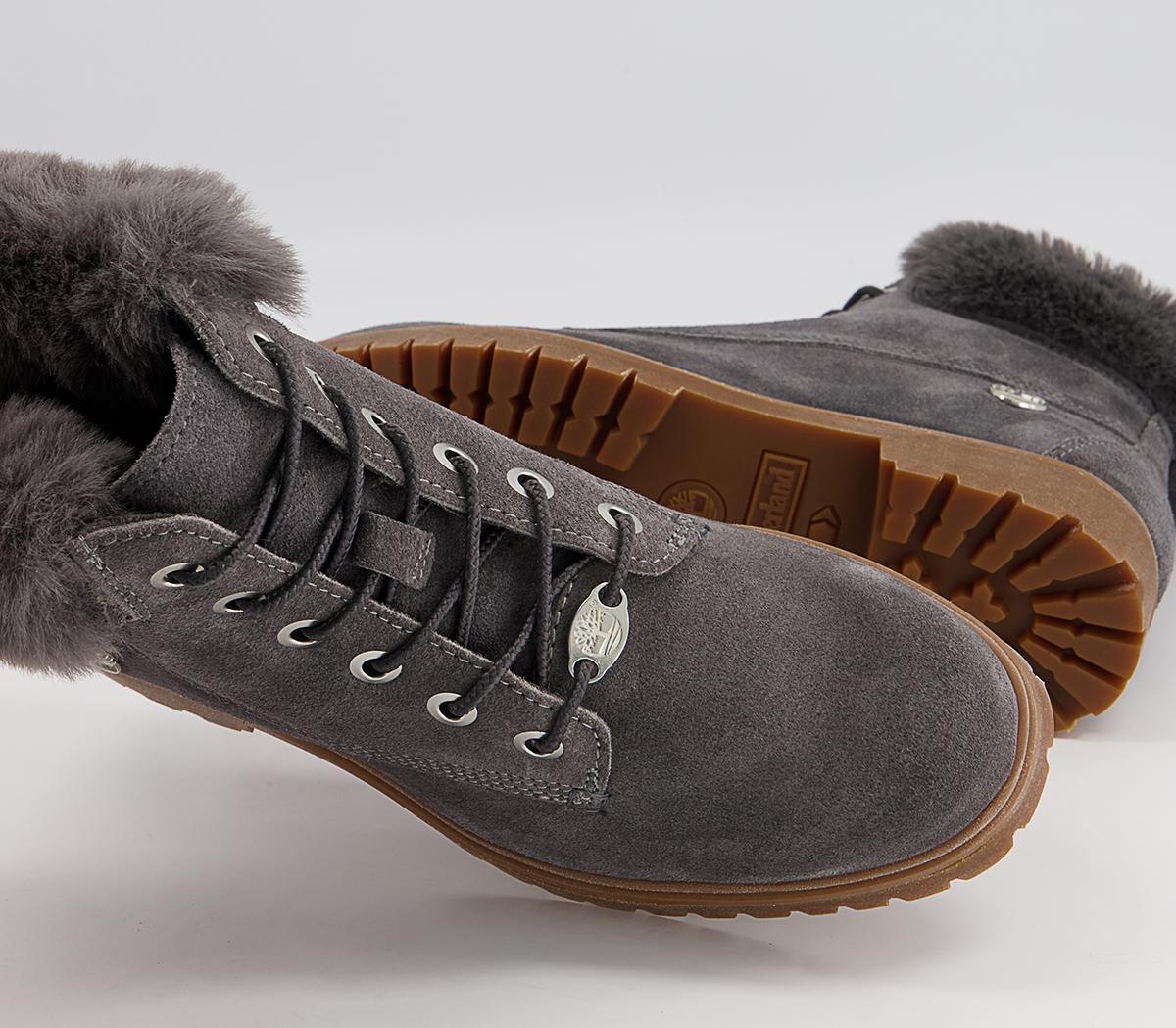 Timberland 6 Inch Slim Fur Cuff Boots Timberland 6 Inch Slim Fur Cuff Boots Medium Grey Suede