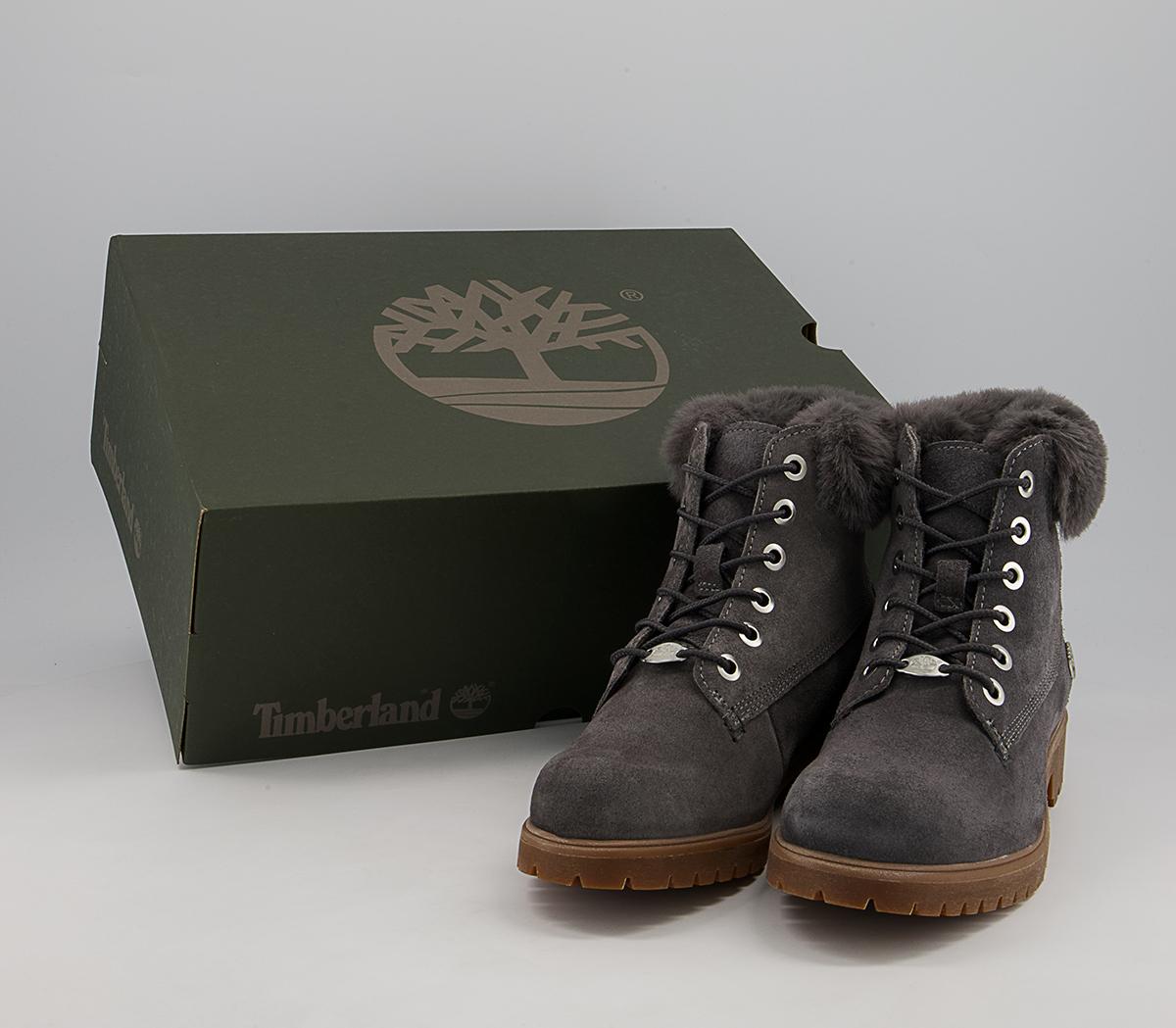 Timberland 6 Inch Slim Fur Cuff Boots Timberland 6 Inch Slim Fur Cuff Boots Medium Grey Suede