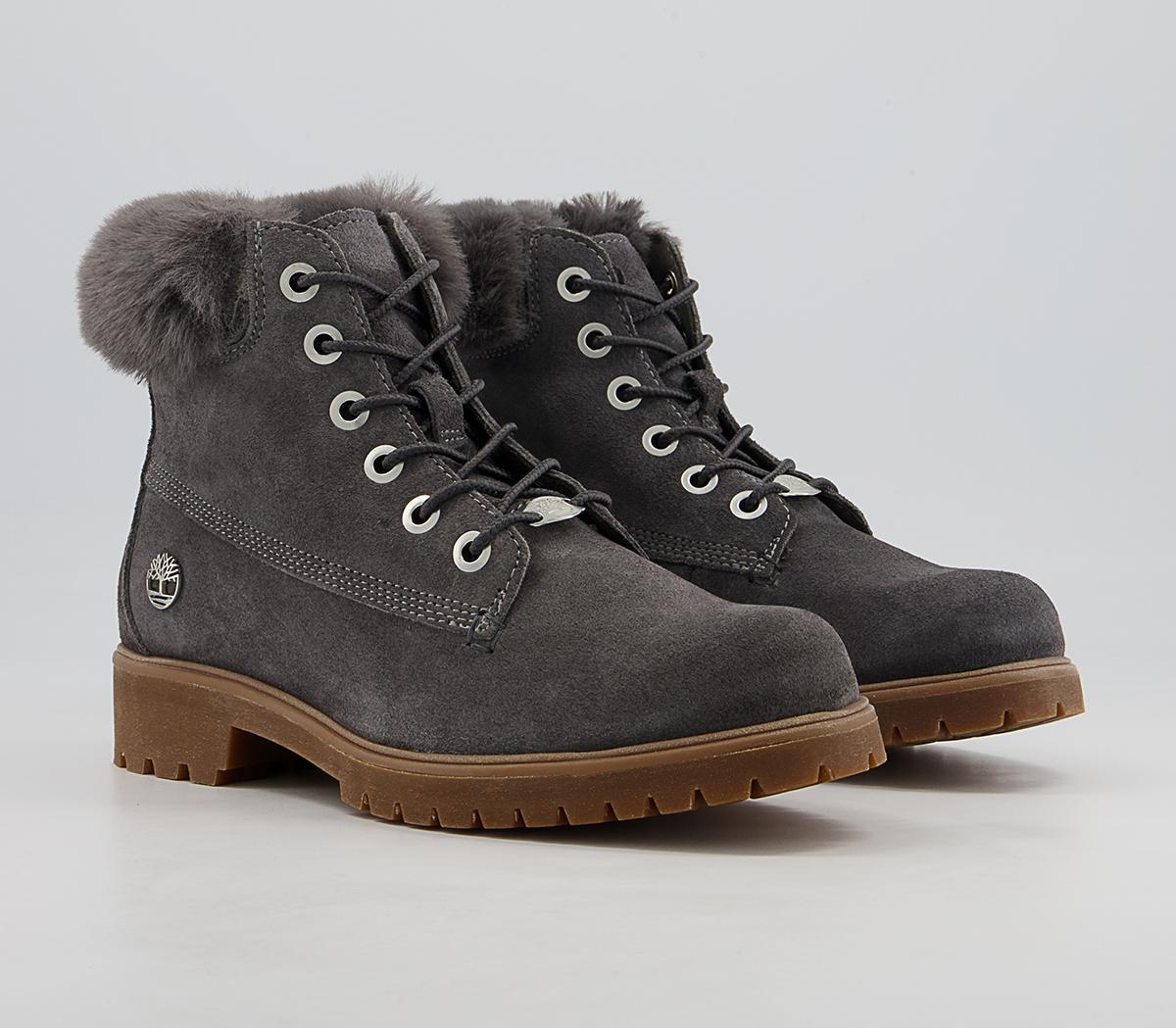 Timberland 6 Inch Slim Fur Cuff Boots Timberland 6 Inch Slim Fur Cuff Boots Medium Grey Suede