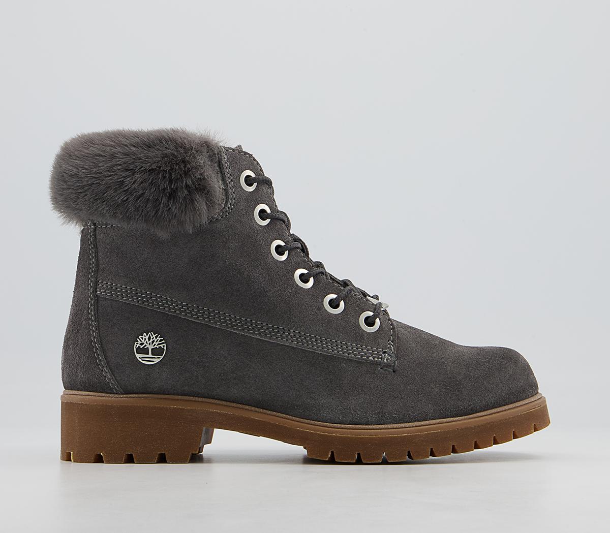 Timberland 6 Inch Slim Fur Cuff Boots Timberland 6 Inch Slim Fur Cuff Boots Medium Grey Suede