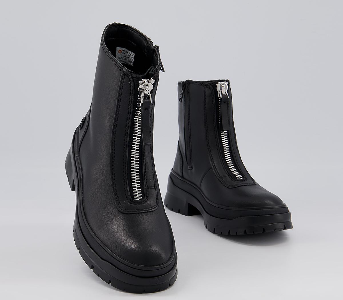 Timberland Malynn Front Zip Boots Timberland Malynn Front Zip Boots Black Leather