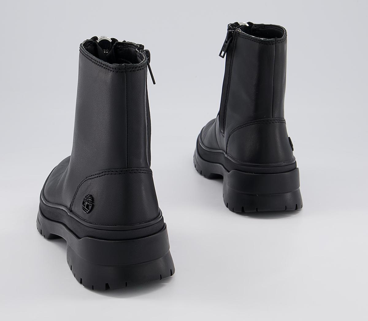 Timberland Malynn Front Zip Boots Timberland Malynn Front Zip Boots Black Leather