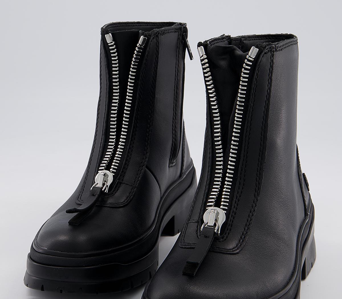 Timberland Malynn Front Zip Boots Timberland Malynn Front Zip Boots Black Leather