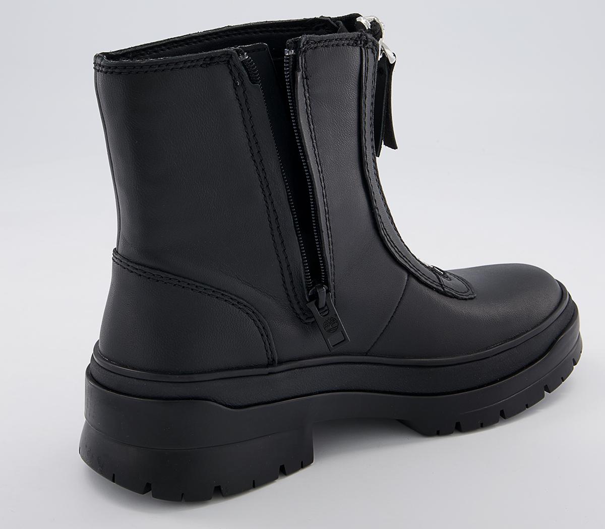Timberland Malynn Front Zip Boots Timberland Malynn Front Zip Boots Black Leather