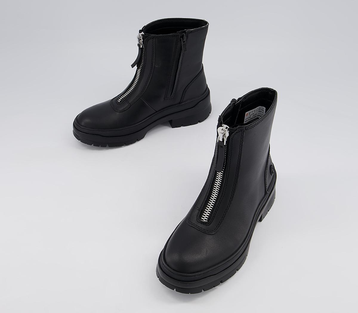 Timberland Malynn Front Zip Boots Timberland Malynn Front Zip Boots Black Leather